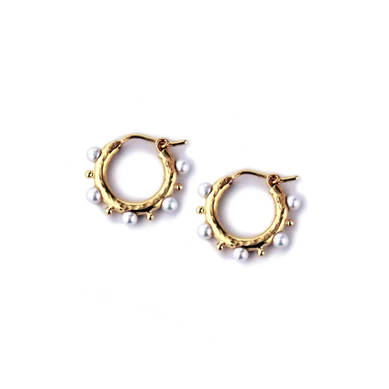 Hoop earrings with textured finishes for a vintage and classic style-'Big Baby' Pearl Hoop Earrings