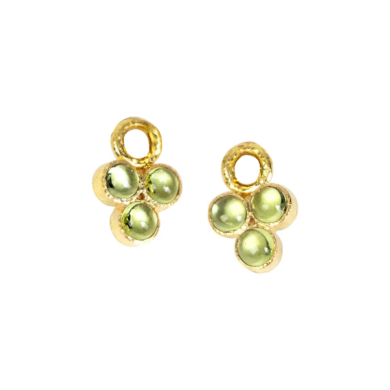 Hoop earrings with luxe velvet finishes for a rich and luxurious touch-Peridot Triad Ear Pendants