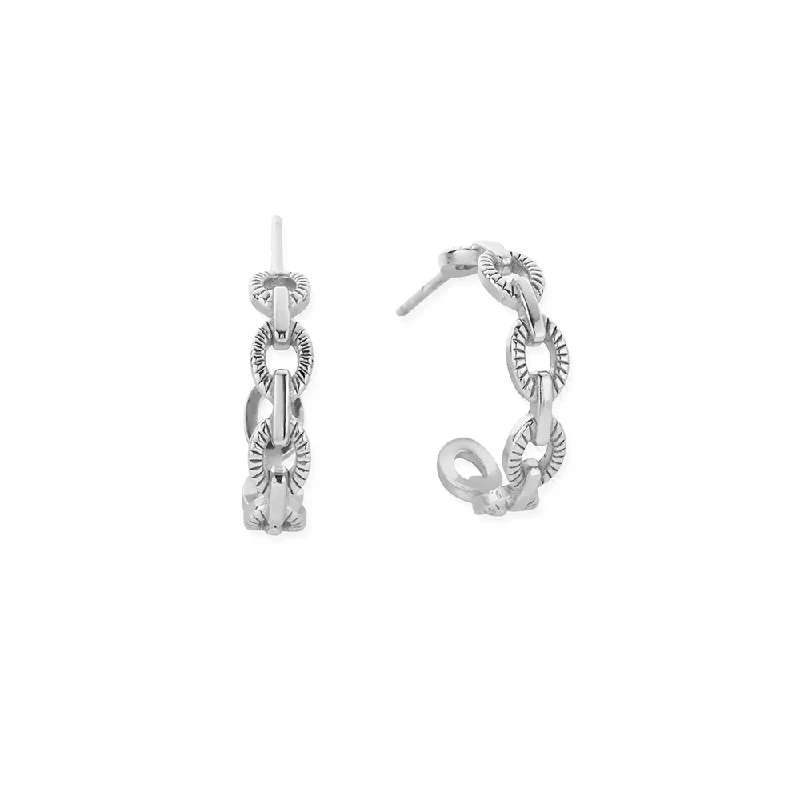 Hoop earrings with polished silver finish for a shiny, modern appeal-Figaro Chain Huggie Hoops