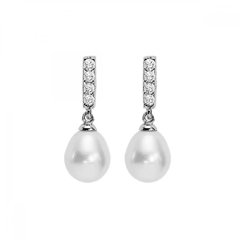 Best hoop earrings with stacked layers for a dimensional and bold look-Freshwater Pearl & Crystal Earrings