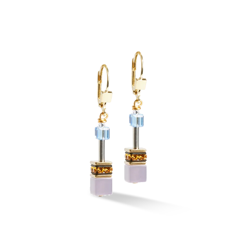 Hoop earrings with open designs for a modern, lighthearted vibe-GeoCUBE® Iconic earrings Festive gold-multicolour