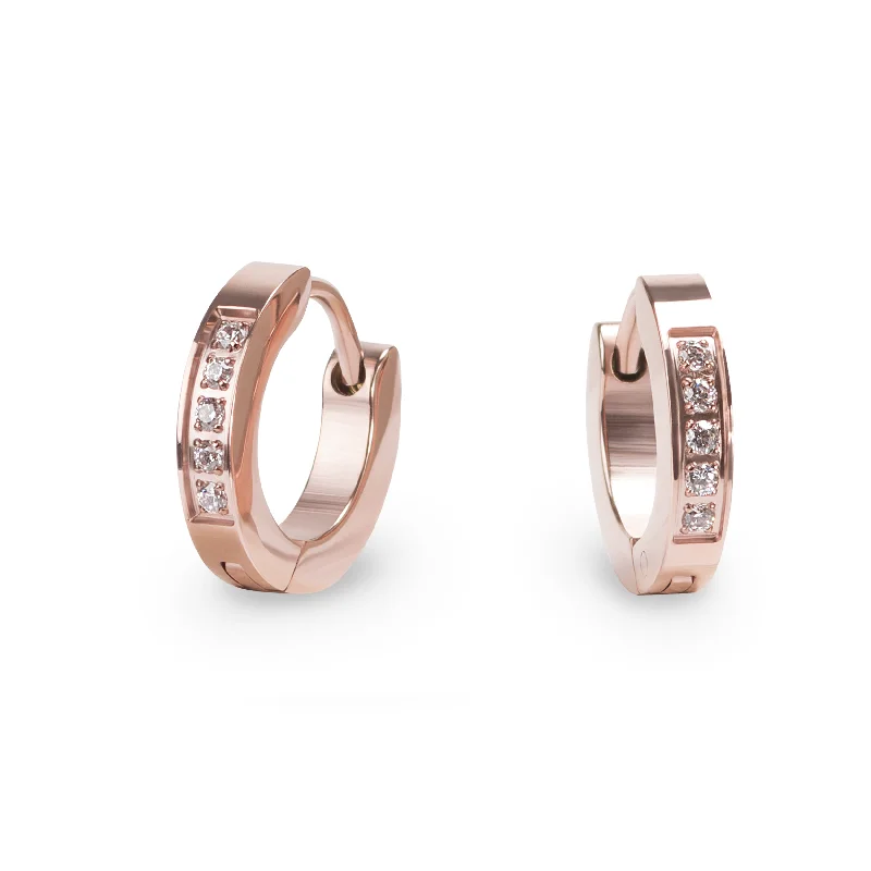 Best hoop earrings with matte finish for a sophisticated, understated design-Small stainless multi cz huggie earrings