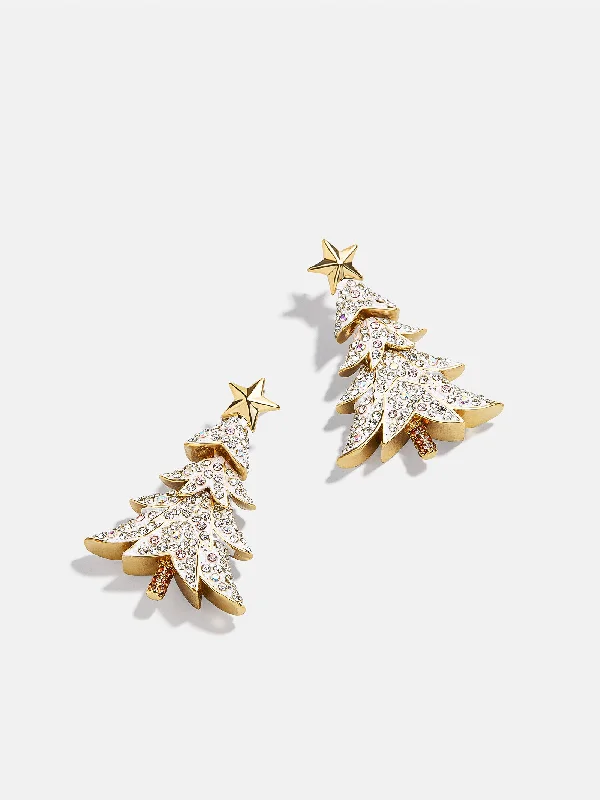 Hoop earrings with pearl accents for a chic and classic style-Pine-ing For You Earrings - White Christmas Tree