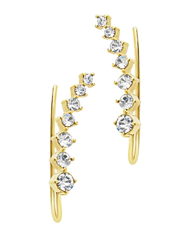 Best hoop earrings with marbled designs for a trendy and artistic effect-Graduated CZ Crawler Earrings