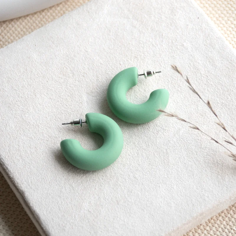 Medium hoop earrings for an everyday look with the perfect balance of style-Green Blush Hoop Earrings