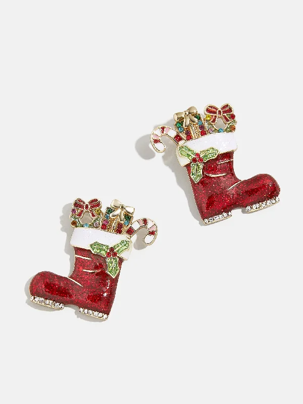 Large hoop earrings for a bold and statement-making fashion accessory-Santa's Boots Earrings - Red