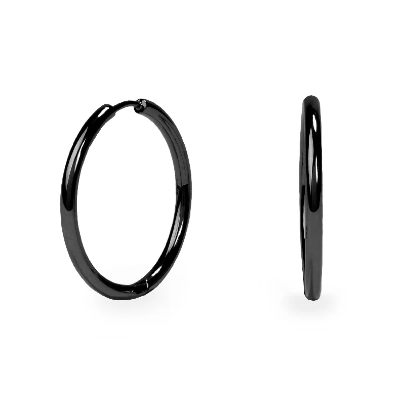 Best hoop earrings with crescent-shaped designs for a bold, moon-inspired style-Stainless plain hoop earrings 30 mm