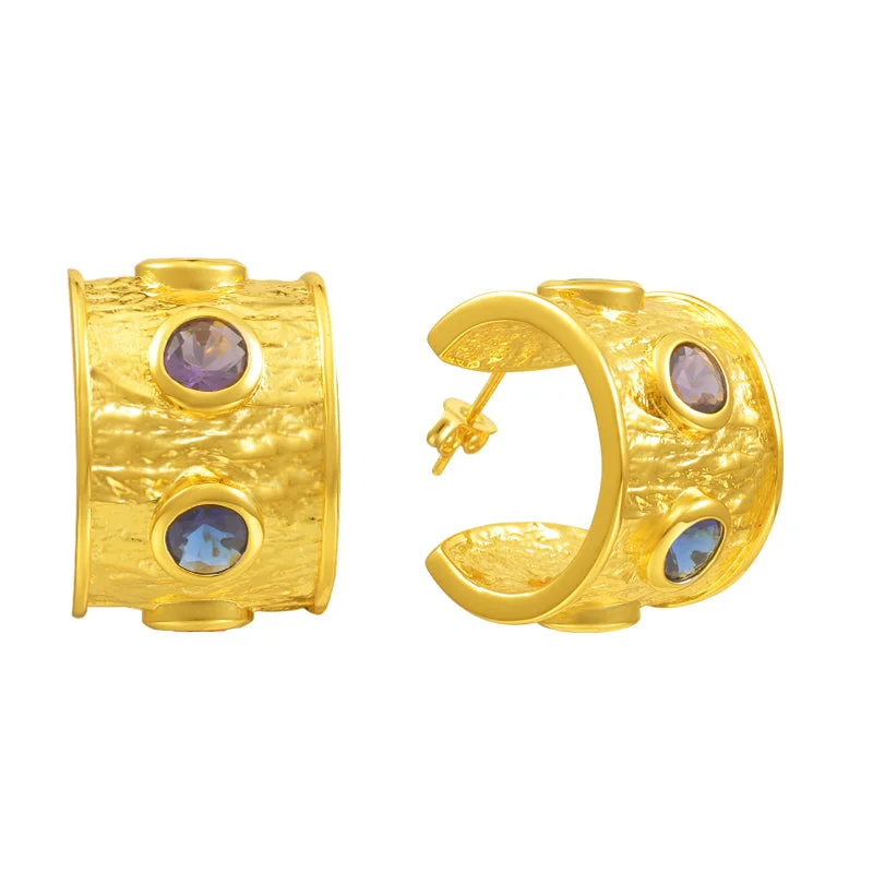 Hoop earrings with textured gold for a refined and sophisticated aesthetic-Iris’ Rainbow Earrings