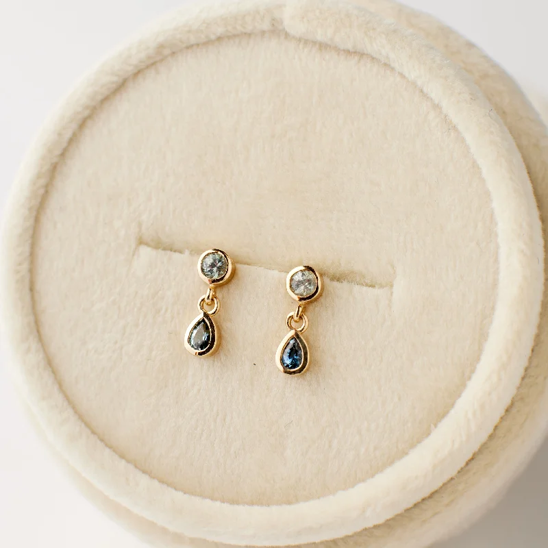 Best hoop earrings with multi-colored gemstones for a vibrant and lively touch-Jude Earrings - Light Green + Blue Sapphires