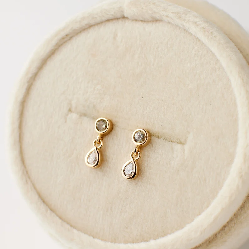 Hoop earrings with dangling charms for a playful and fun look-Jude Earrings - Champagne Sapphire + Diamond