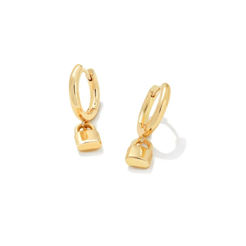 Hoop earrings with hearts for a sweet and romantic gesture-Kendra Scott | Jess Lock Huggie Earrings in Gold