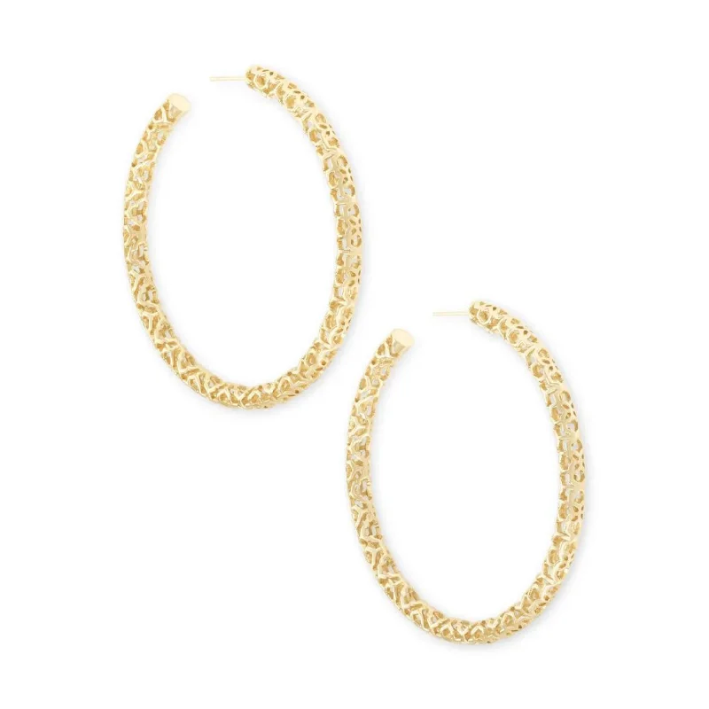 Hoop earrings with polished metal for a shiny and high-quality finish-Kendra Scott | Maggie Hoop Earrings in Gold Filigree