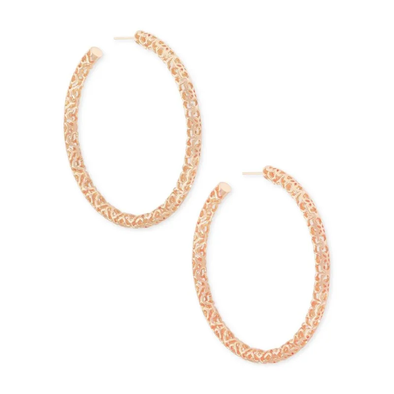 Hoop earrings with a matte black finish for a sleek, edgy vibe-Kendra Scott | Maggie Hoop Earrings in Rose Gold Filigree