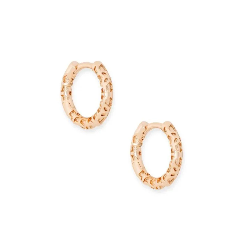 Best hoop earrings with floral designs for a feminine and delicate look-Kendra Scott | Maggie Huggie Earrings in Rose Gold Filigree