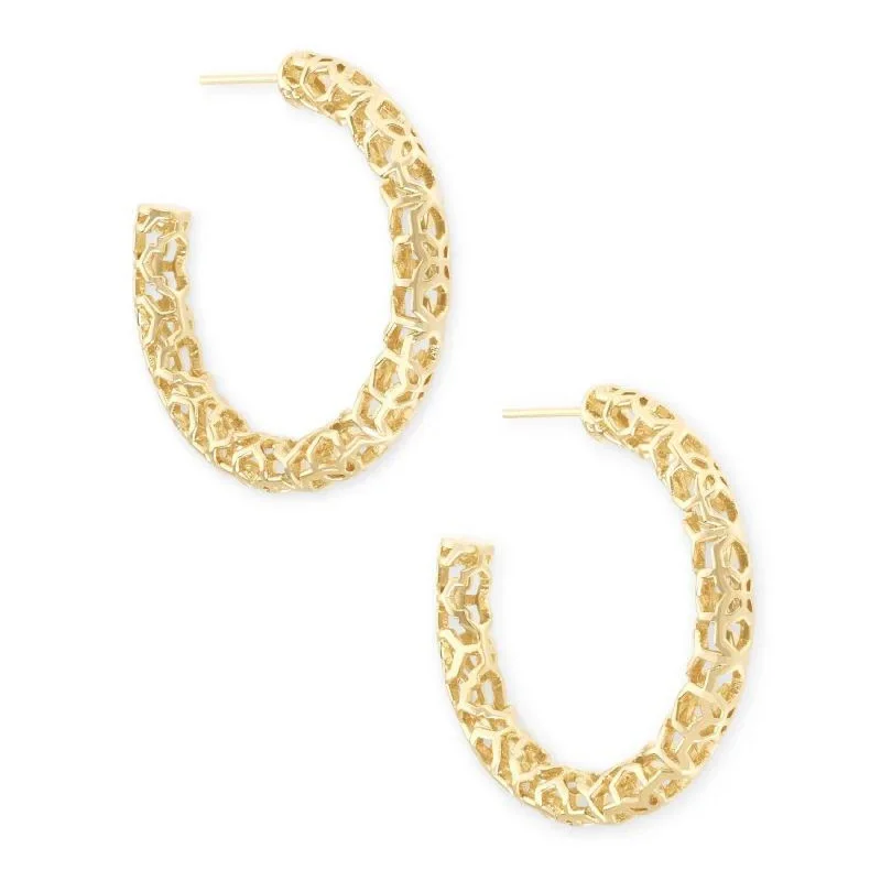 Best hoop earrings with tribal designs for a cultural and exotic aesthetic-Kendra Scott | Maggie Small Hoop Earrings in Gold Filigree