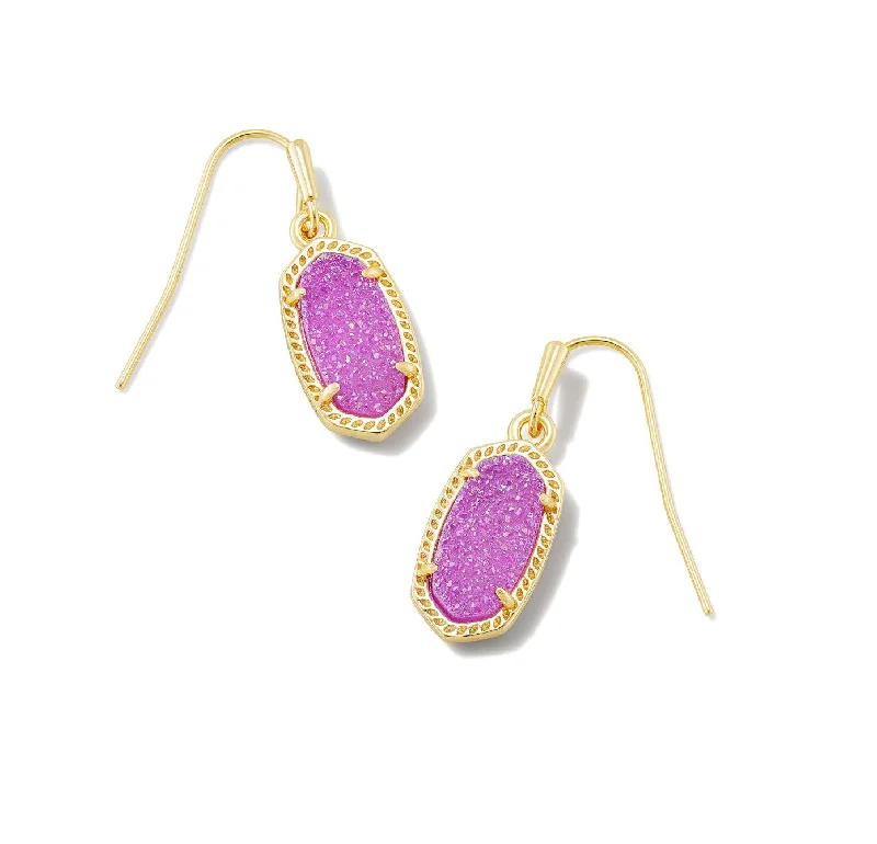 Hoop earrings with hammered textures for a boho-chic and rustic vibe-Lee Gold Earrings in Mulberry Drusy by Kendra Scott