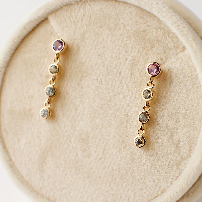 Best hoop earrings with vintage coins for a retro, antique-inspired style-Logan Earrings - Pink + Green Sapphires