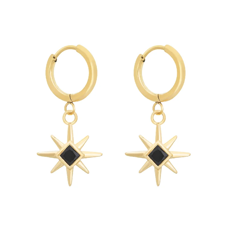 Hoop earrings with oversized pearl accents for a statement-making look-Lyra Earrings - Black