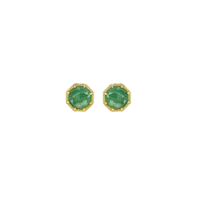 Best hoop earrings with butterfly motifs for a playful and whimsical appearance-Maman Crown Bezel Emerald Earrings