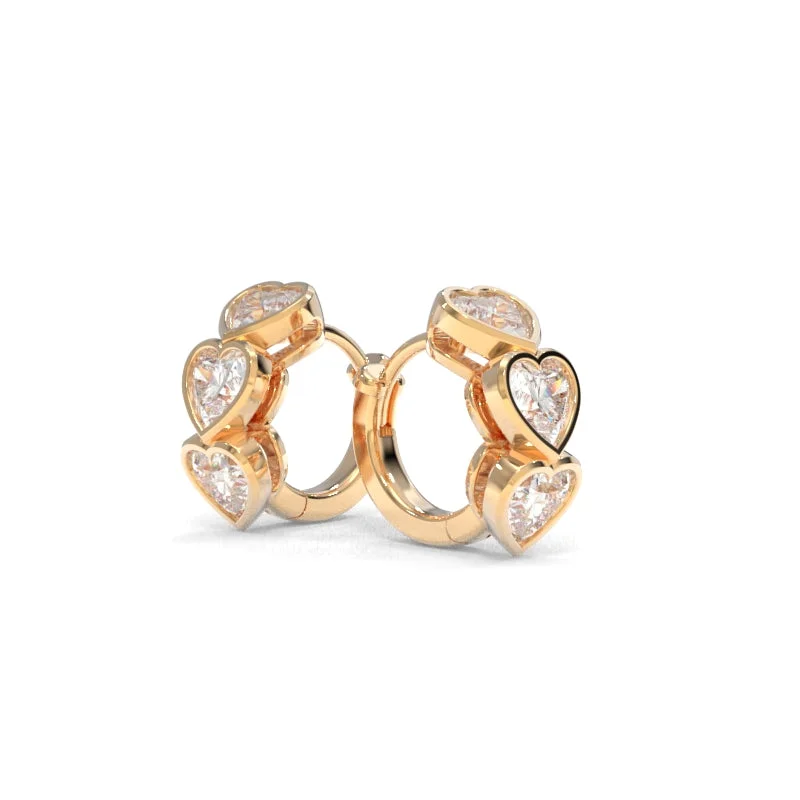 Best hoop earrings with cubic zirconia for a budget-friendly, dazzling look-Maya Bezel Huggies Heart