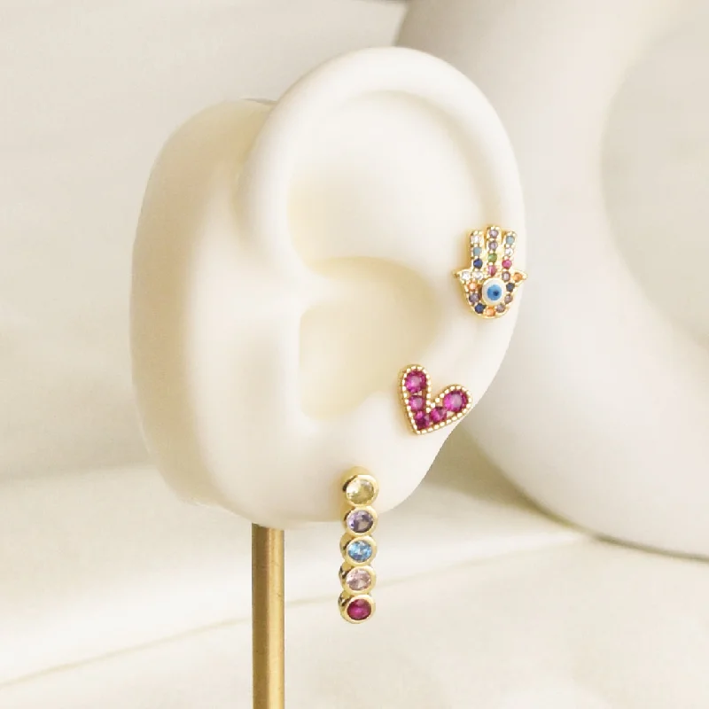 Hoop earrings with satin finishes for a smooth and elegant appearance-Multi Rosie Hamsa Earring Set