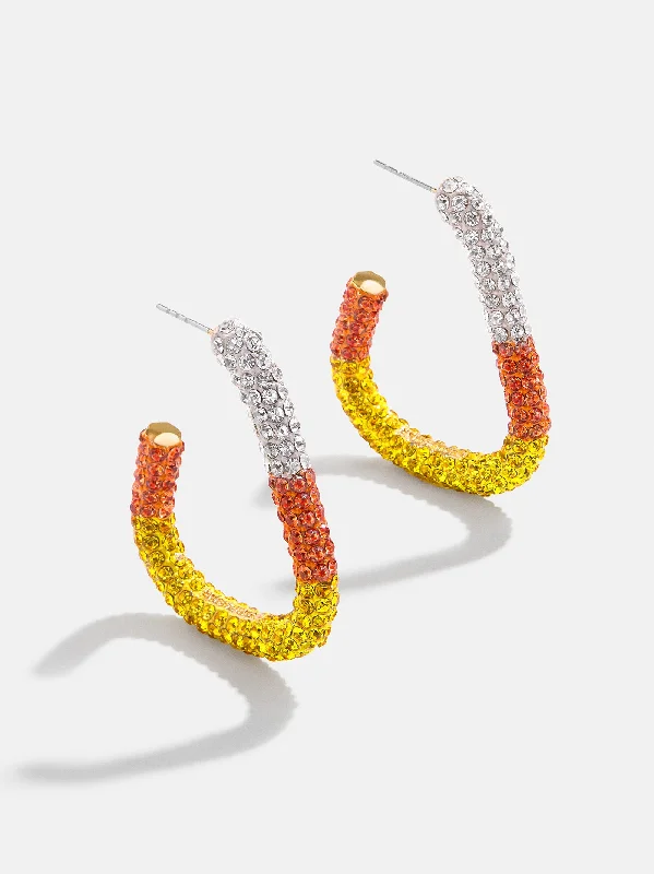 Best hoop earrings with geometric hexagon shapes for a modern, angular look-Not Too Corny Earrings - Orange