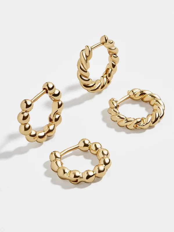 Best hoop earrings with floral designs for a feminine and delicate look-On A Swivel Earring Set - Gold