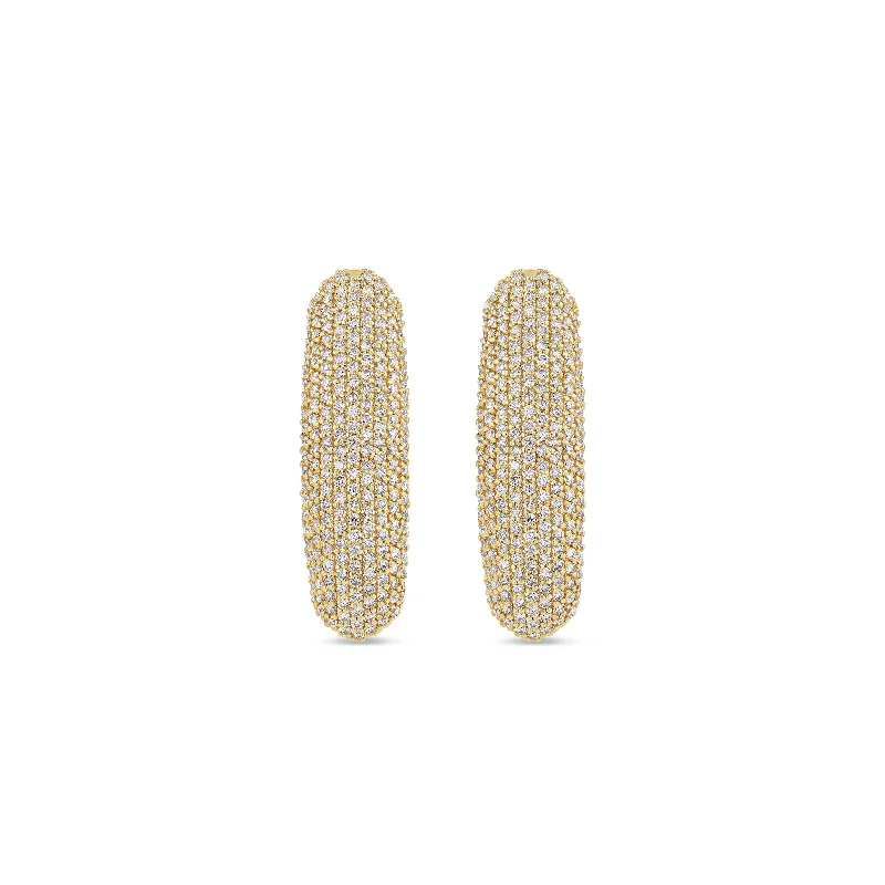 Hoop earrings with cut-out designs for a creative and lightweight effect-Pavé Demi Earrings