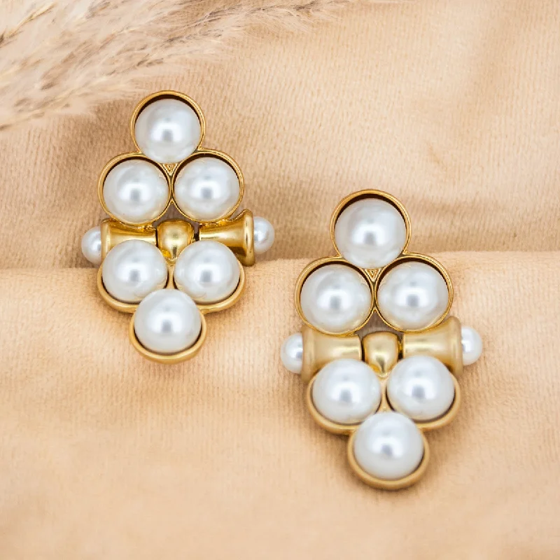 Hoop earrings with a matte finish for a sleek and sophisticated appearance-Embellished Pearls Earrings