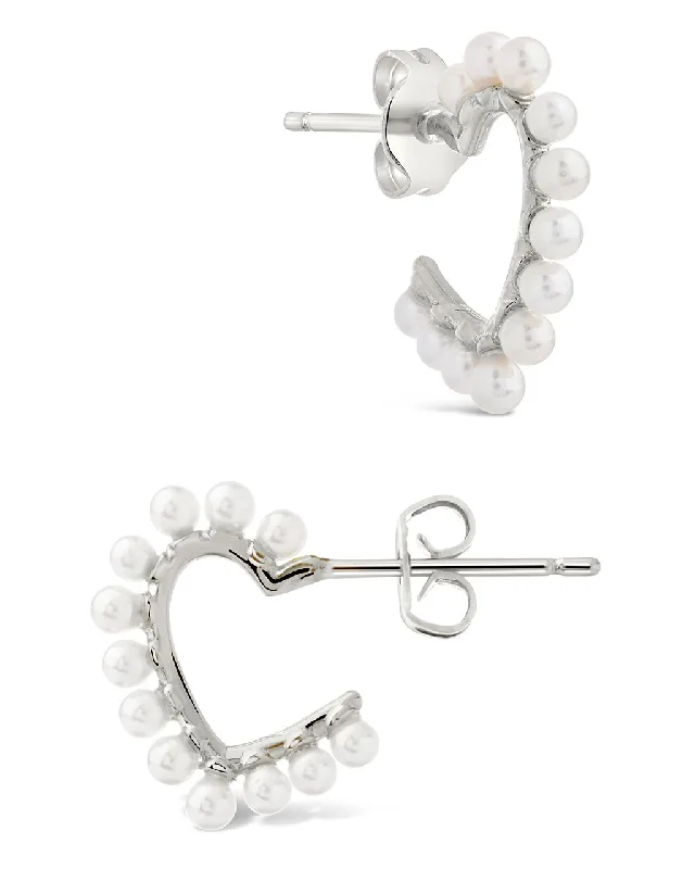 Best hoop earrings with snake-inspired designs for an edgy and fierce vibe-Pearl Heart Hoop Earrings