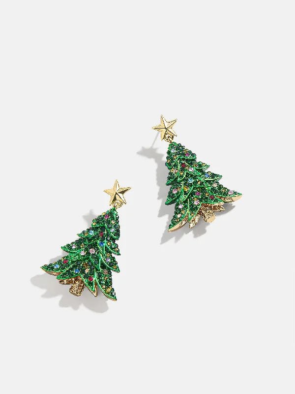 Best hoop earrings with gold-plated finishes for an affordable luxury vibe-Pine-ing For You Earrings - Green Christmas Tree