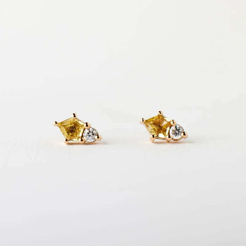 Best hoop earrings with angel wing accents for a spiritual and meaningful design-Pixie Earrings - Yellow Sapphires + White Diamonds