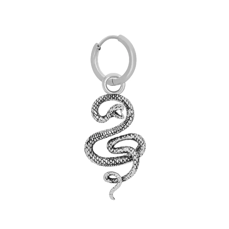 Hoop earrings with crescent moon shapes for a celestial and mystical appearance-Python Earring