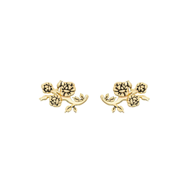 Classic hoop earrings with a thin profile for a sleek and subtle style-Rose Studs