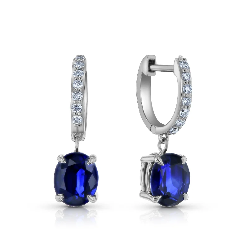 Hoop earrings with resin accents for a bold and colorful design-Sapphire Pendant Mini Hoops