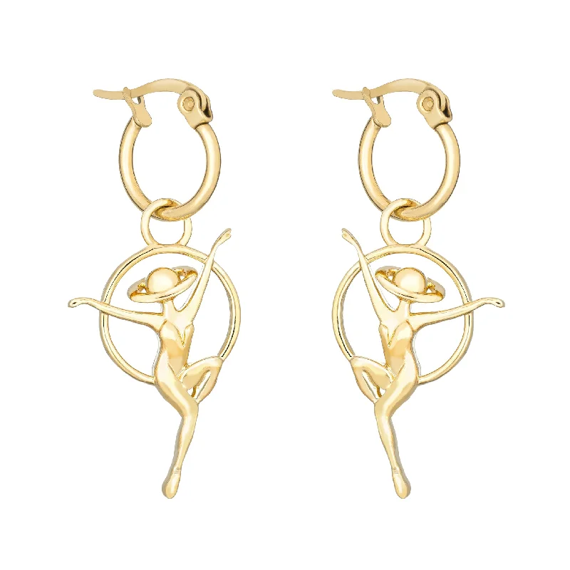 Hoop earrings with polished metal for a shiny and high-quality finish-Saturn Dancer Earrings