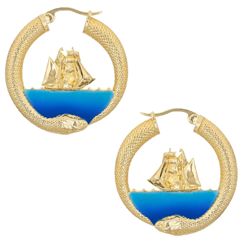 Medium hoop earrings for an everyday look with the perfect balance of style-Sea Monster Hoops