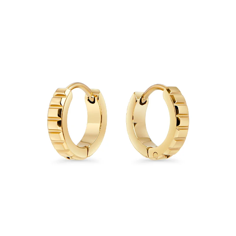 Classic hoop earrings with a thin profile for a sleek and subtle style-Skor Huggie Earrings