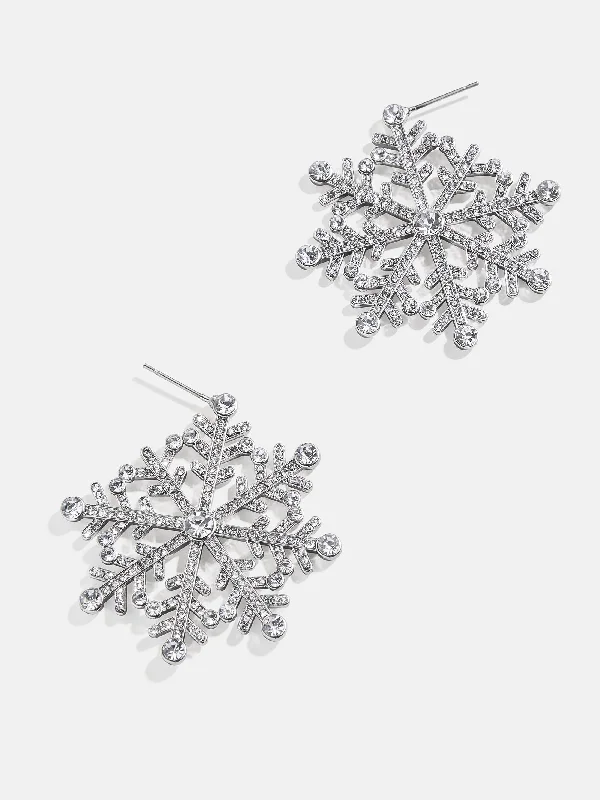 Best hoop earrings with butterfly motifs for a playful and whimsical appearance-Snow What You Got Earrings - Silver Snowflake Earrings