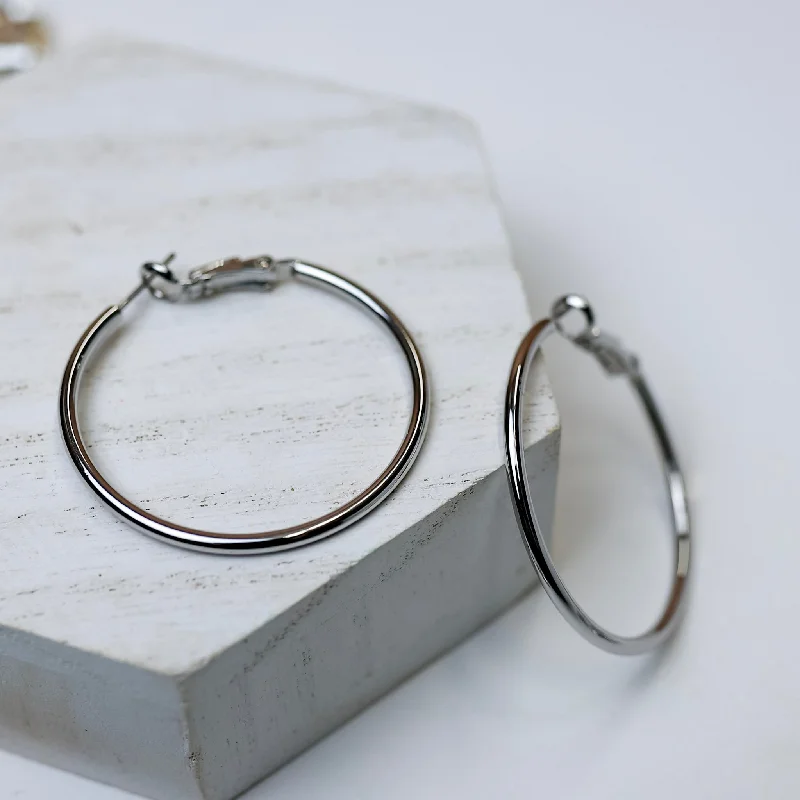 Best hoop earrings with sterling silver for an affordable and chic design-Sorrelli | Dahlia Hoop Earrings in Palladium Silver Tone