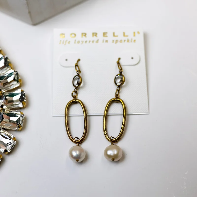 Best hoop earrings with hammered gold for a rustic yet elegant look-Sorrelli | Melody Dangle Earrings in Bright Gold Tone and Modern Pearl