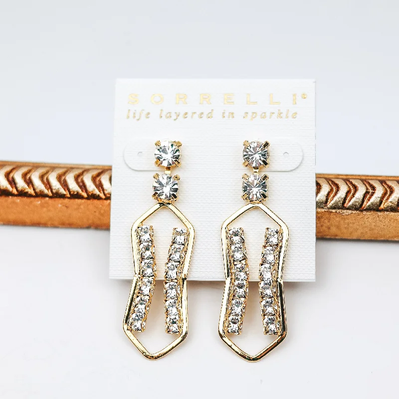 Hoop earrings with a chunky design for a bold and trendy statement-Sorrelli | Roslyn Embellished Dangle Earrings in Bright Gold Tone and Crystal