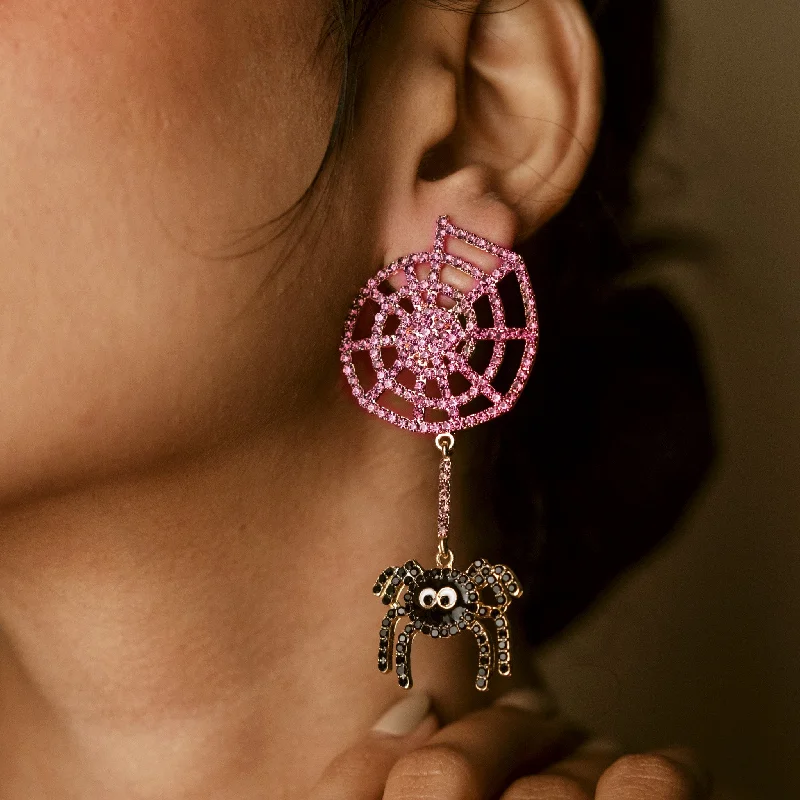 Hoop earrings with abstract wirework for an artistic, unique look-Spider Web Earrings