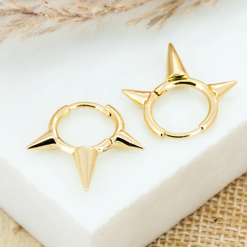 Hoop earrings with circle designs for a classic and timeless shape-Spike Golden Hoops