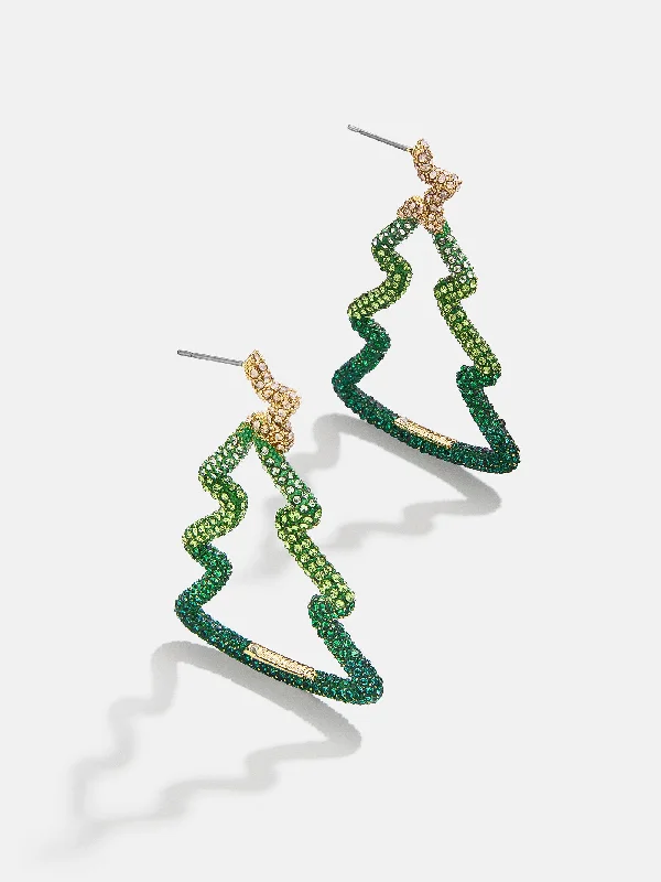 Best hoop earrings with multi-colored gemstones for a vibrant and lively touch-Spruce It Up Earrings - Outline Christmas Tree