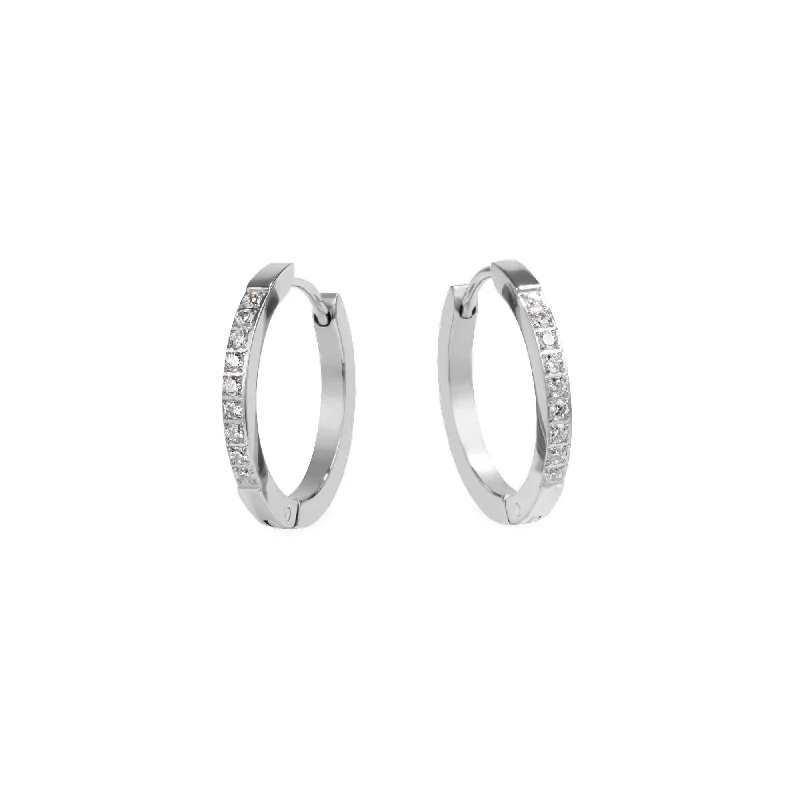 Best hoop earrings with angel wing accents for a spiritual and meaningful design-Medium half eternity huggie earrings