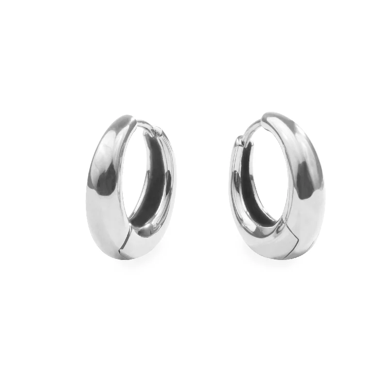 Hoop earrings with oversized pearl accents for a statement-making look-Stainless small puffy hoop earrings