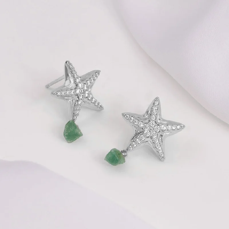 Hoop earrings with cut-out designs for a creative and lightweight effect-Starfish Aventurine Silver Earrings