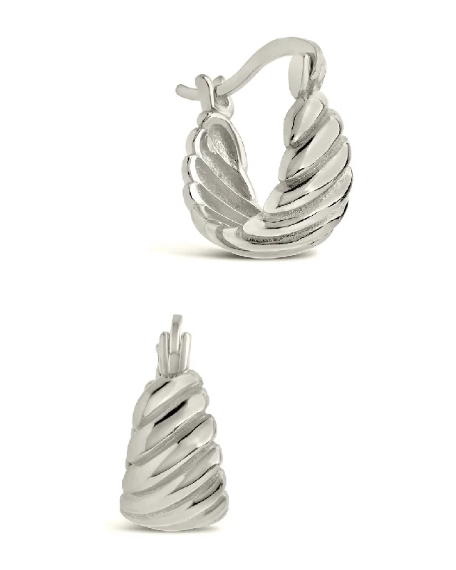 Best hoop earrings with marbled designs for a trendy and artistic effect-Sterling Silver Croissant Dome Hoop Earrings