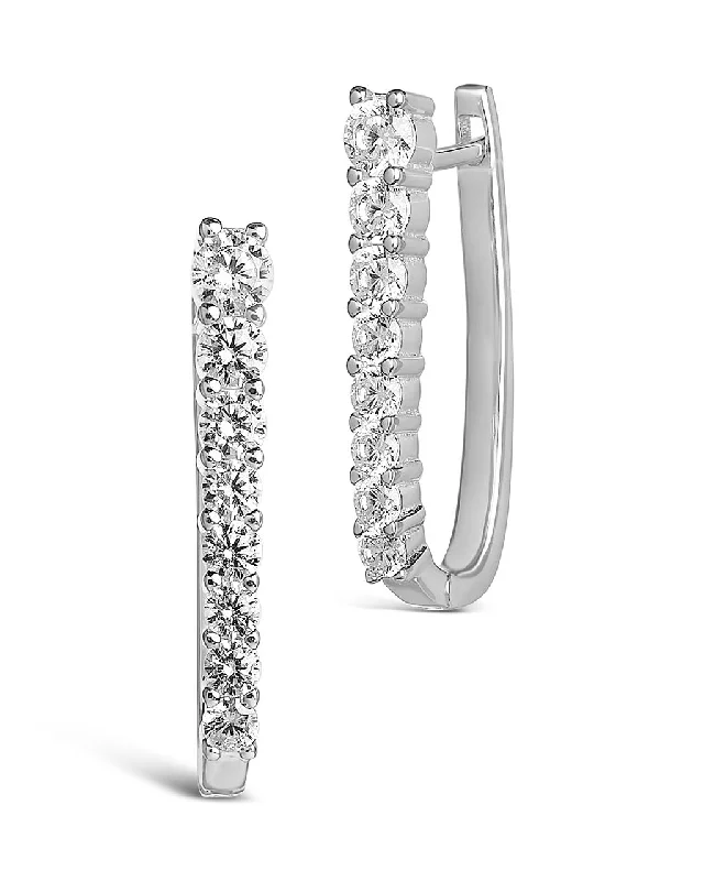 Best hoop earrings with sparkling cubic zirconia for a brilliant, budget-friendly effect-Sterling Silver Graduated CZ Hinged Hoops